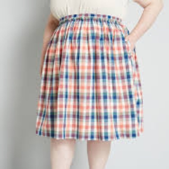 Modcloth Some Saturday Soiree A-Line Skirt plaid midi - Picture 1 of 10